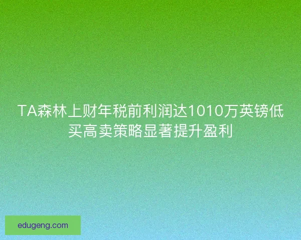 TA森林上财年税前利润达1010万英镑低买高卖策略显著提升盈利