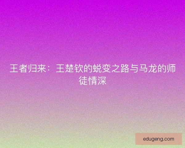 王者归来：王楚钦的蜕变之路与马龙的师徒情深